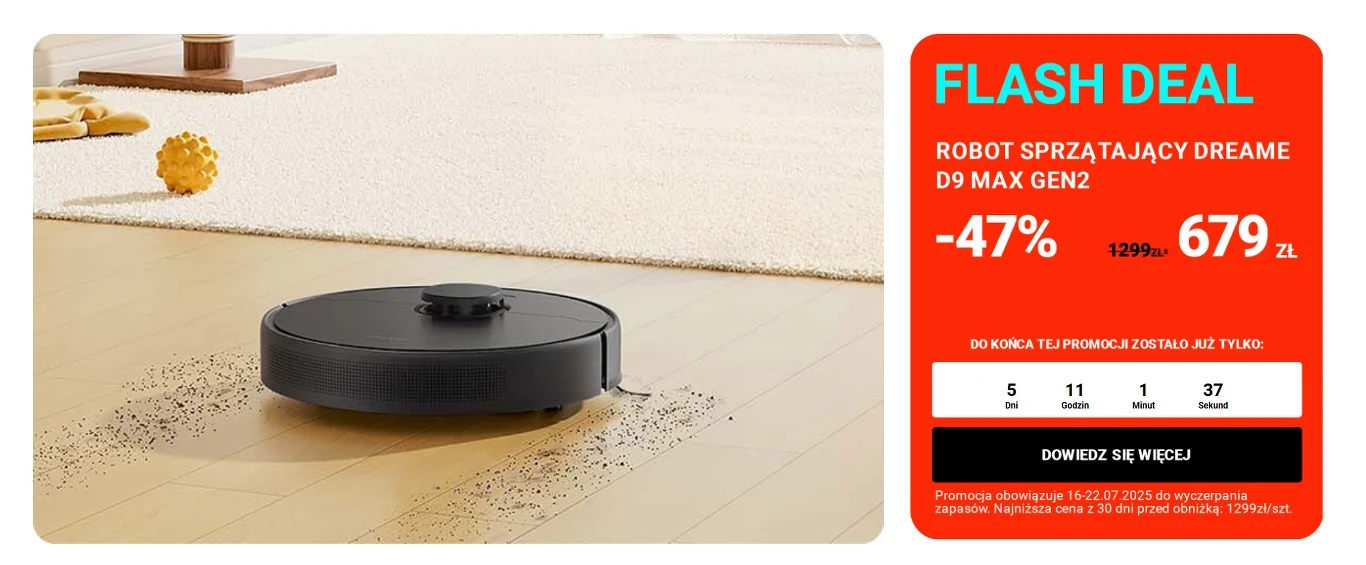 Robot sprzątający Dreame D9 Max Gen2 - technologia za pół ceny