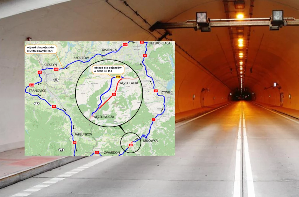 Tunel Emilia na S1 zamknięty na miesiąc. GDDKiA wskazuje objazdy.