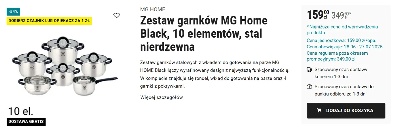 10-elementowy komplet garnków MG Home w świetnej cenie! Biedronka obniżyła cenę o 190 zł