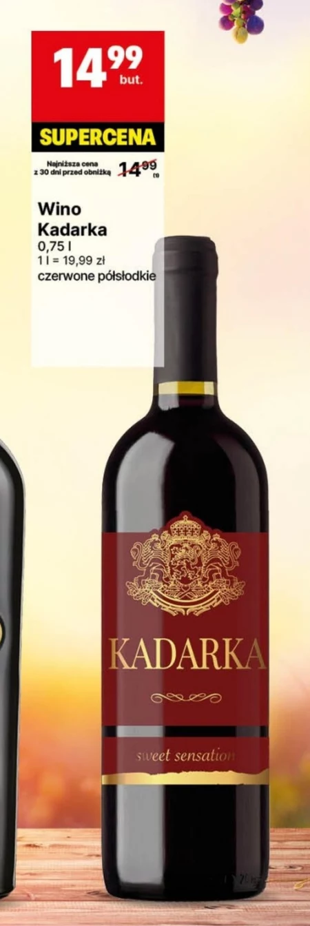 Wino półsłodkie Kadarka