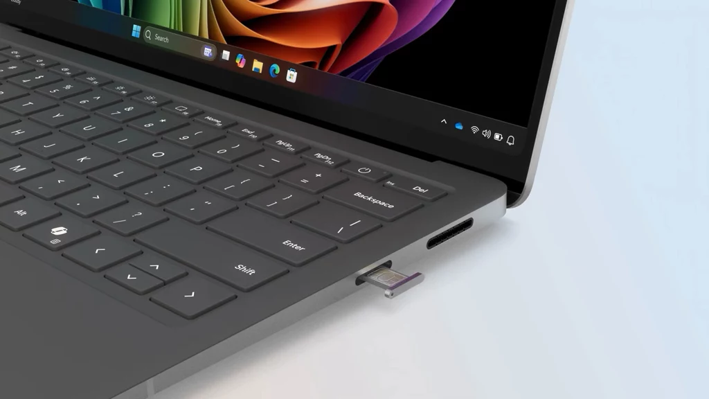 Surface Laptop 5G posiada slot na karę NanoSIM i wbudowany eSIM. Nie potrzebujesz Wi-Fi, aby łączyć się z internetem