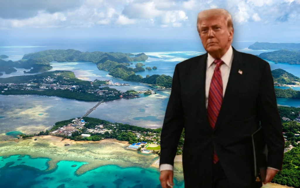 Prezydent USA Donald Trump na tle Palau