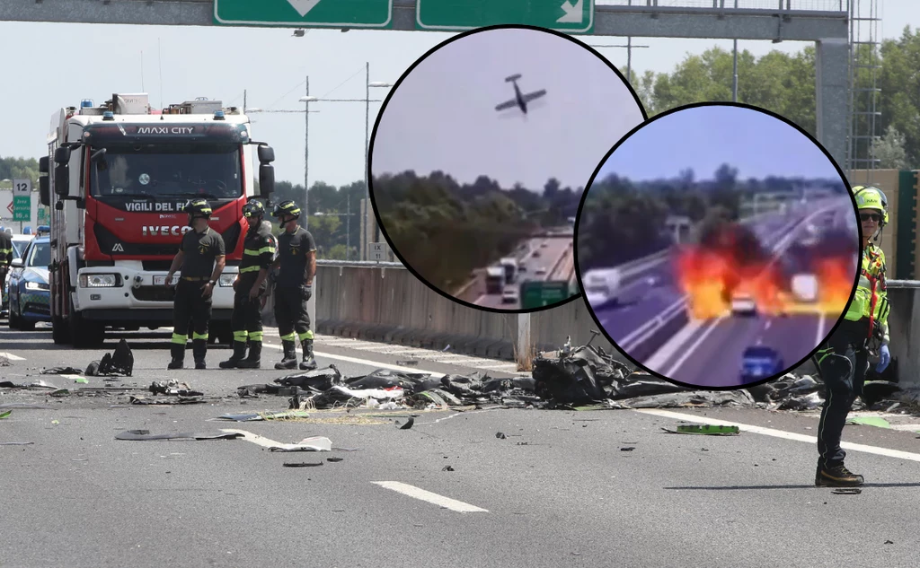Katastrofa małego samolotu na autostradzie. Pojawiło się nagranie Katastrofa małego samolotu na autostradzie. Pojawiło się nagranie