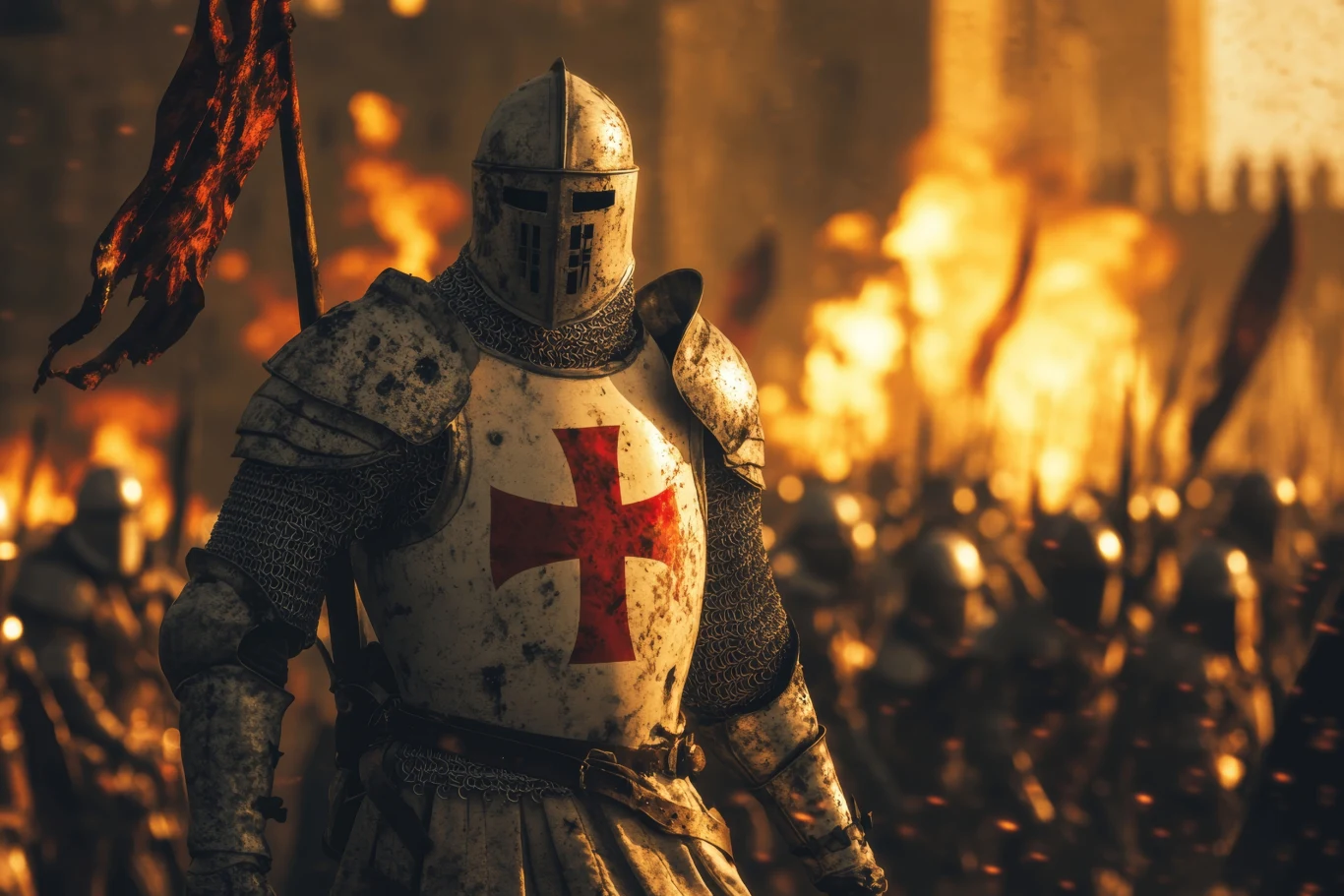 Templariusze nosili białe płaszcze z czerwonymi krzyżami Templariusze nosili białe płaszcze z czerwonymi krzyżami