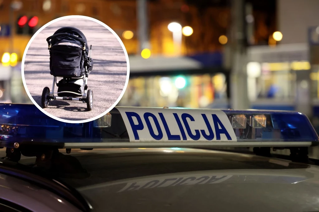 Pijany ojciec szedł środkiem drogi, pchając wózek z dzieckiem. Pijany ojciec szedł środkiem drogi, pchając wózek z dzieckiem.