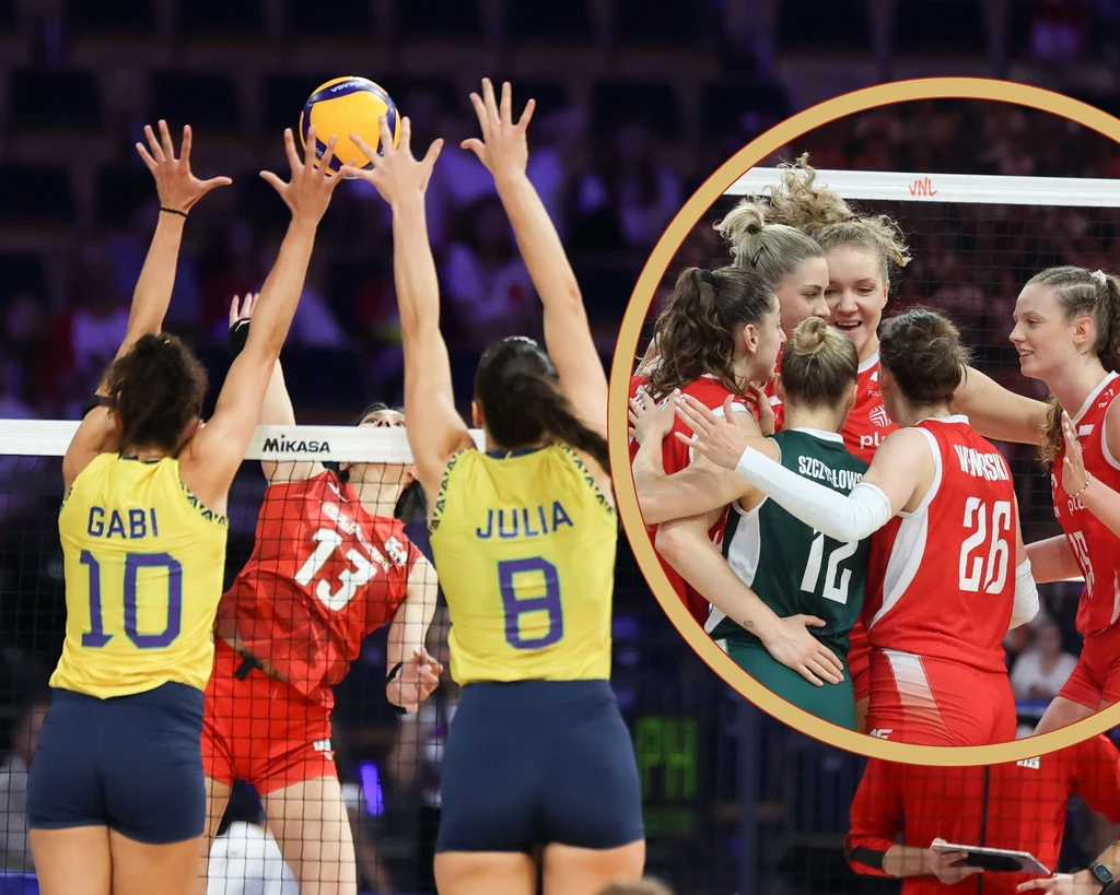 Mecz Brazylia - Japonia w półfinale Ligi Narodów. W ramce reprezentacja Polski Mecz Brazylia - Japonia w półfinale Ligi Narodów. W ramce reprezentacja Polski