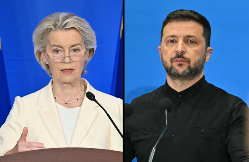 Szefowa KE Ursula von der Leyen i prezydent Ukrainy Wołodymyr Zełenski Szefowa KE Ursula von der Leyen i prezydent Ukrainy Wołodymyr Zełenski