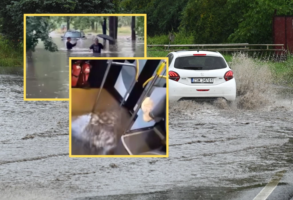 Podtopienia, zalany autobus - to rezultat ulewnych deszczy. Pojawiają się pierwsze relacje 
