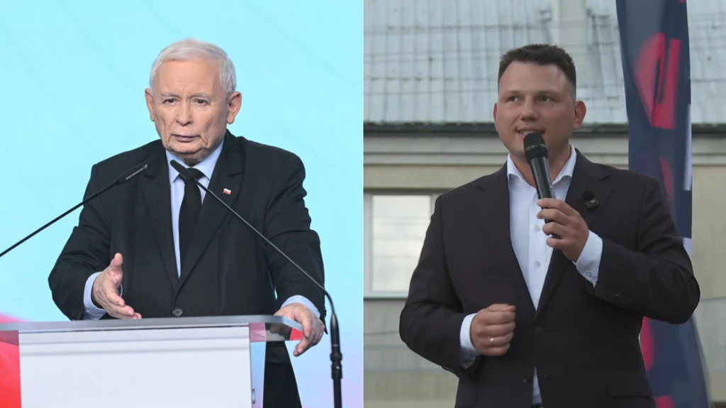 Jarosław Kaczyński i Sławomir Mentzen Jarosław Kaczyński i Sławomir Mentzen