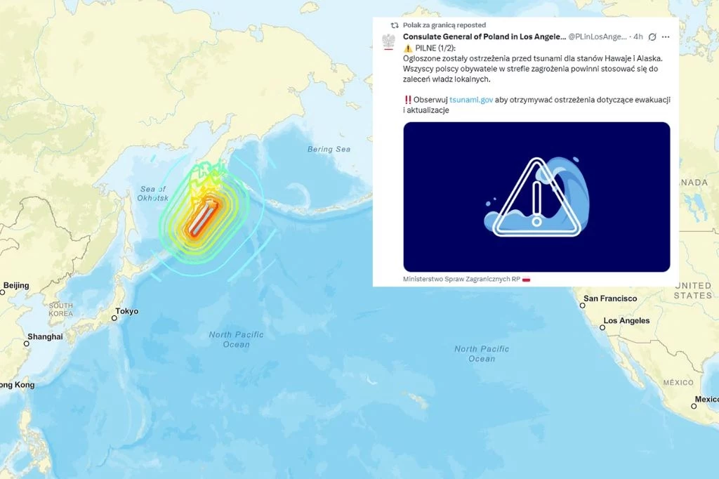 Na Pacyfiku występuje tsunami po trzęsieniu ziemi u wybrzeży Kamczatki Na Pacyfiku występuje tsunami po trzęsieniu ziemi u wybrzeży Kamczatki