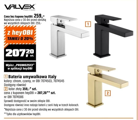 Bateria umywalkowa Valvex