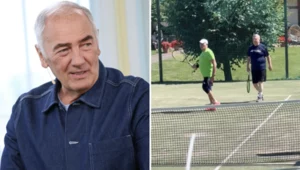 Karol Strasburger na tenisowym korcie. Zagrał ze znanym komentatorem