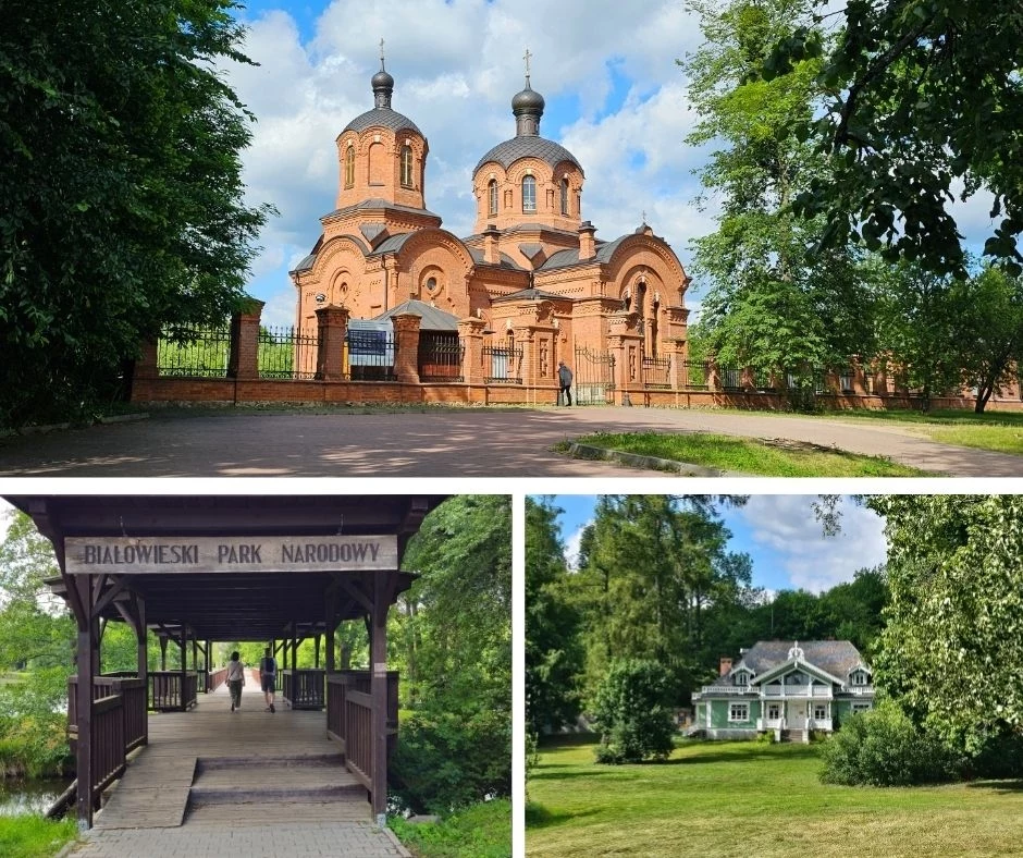 Odwiedzając Podlasie, warto zatrzymać się w Białowieży Cerkiew o charakterystycznej czerwonej elewacji i kopułach wśród zieleni, drewniany most z napisem Białowieski Park Narodowy oraz klasyczny drewniany dworek otoczony drzewami i dużą polaną.