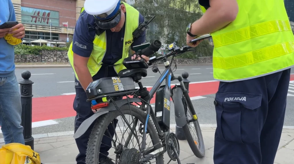 Policjanci skontrolowali rowery elektryczne w Warszawie Policjanci skontrolowali rowery elektryczne w Warszawie