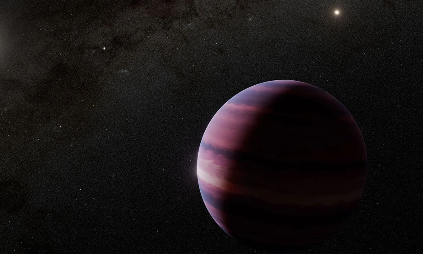 Odkryto egzoplanetę jak z filmu Avatar. Jest w sąsiednim układzie Alfa Centauri. Fioletowo-fioletowa planeta z widocznymi pasami gazowymi na tle czarnej przestrzeni kosmicznej rozświetlonej kilkoma gwiazdami.