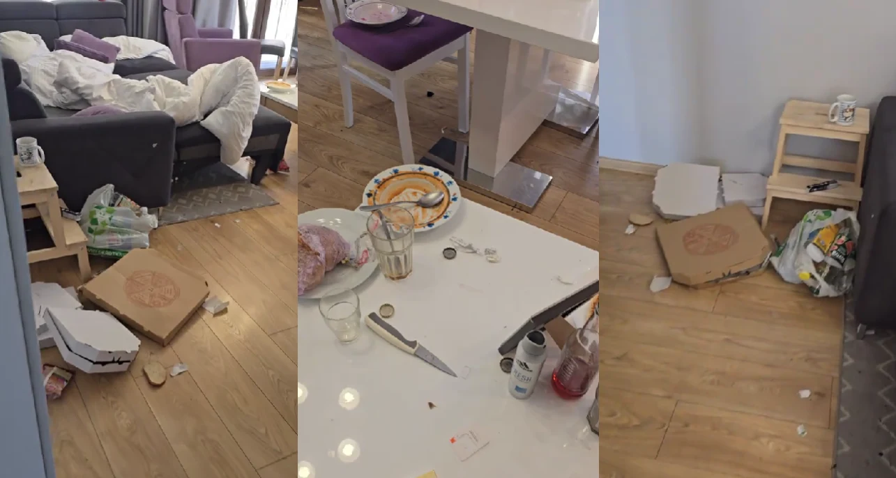 W takim stanie turyści zostawili apartament. Film został opublikowany na TikToku https://www.tiktok.com/@karolinanowicka39/video/7537056640420433174