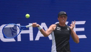 Iga Świątek podczas turnieju miksta US Open 2025