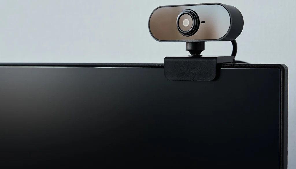 Dzięki rozszerzeniu kompatybilności o sprzęty firm trzecich z funkcji GameChat z pewnością skorzysta więcej osób Kamera internetowa zamontowana na górnej krawędzi monitora komputerowego na jasnym tle.