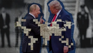 Prezydent Rosji Władimir Putin spotkał się na Alasce z prezydentem USA Donaldem Trumpem. Grafika: Aleksandra Włodarczyk