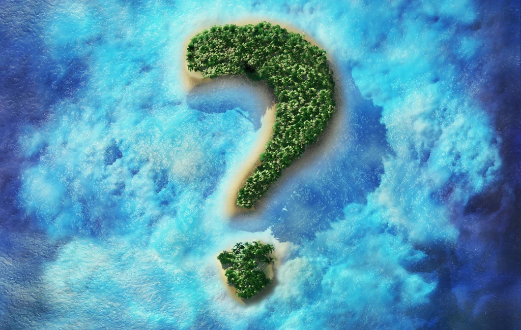 Quiz na koniec lata - geografia, historia i inne zagadnienia z różnych zakątków świata! Wyspa o kształcie znaku zapytania otoczona turkusową wodą, bujna roślinność pokrywająca powierzchnię lądu kontrastuje z intensywnym kolorem morza.