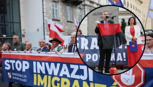 Na marszu przeciwko migrantom w Warszawie spalono flagę Ukraińskiej Powstańczej Armii (UPA)