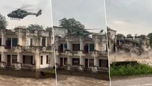 Kadry z nagrania akcji ratunkowej w obwodzie Pathankot w indyjskim stanie Pendżab. Wszystkich ludzi z budynku udało się uratować