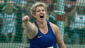 Anita Włodarczyk, 28 sierpnia 2016. Reakcja tuż po swoim rzucie na PGE Narodowym