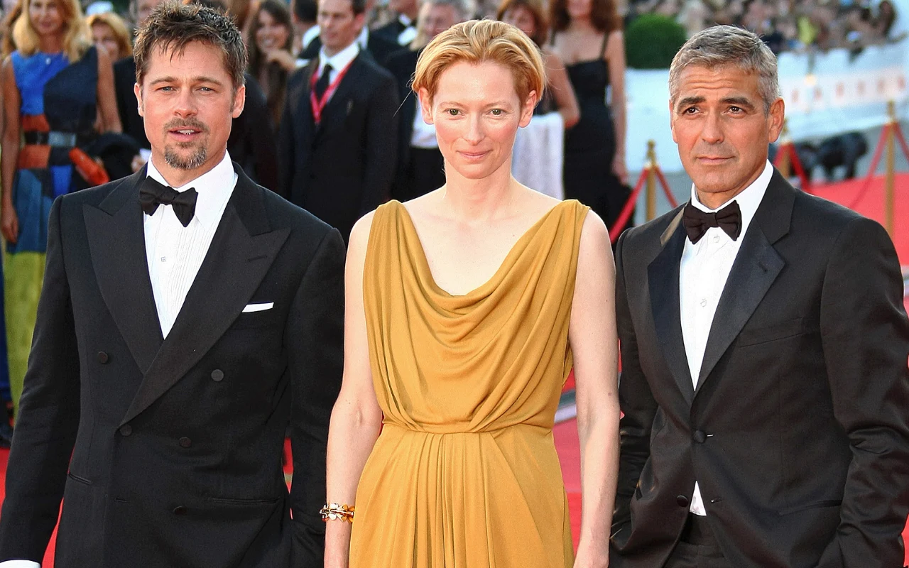 Tilda Swinton, Brad Pitt i George Clooney na czerwonym dywanie w 2008 roku