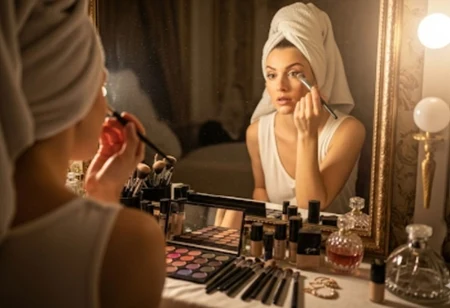 Kobieta robiąca makijaż