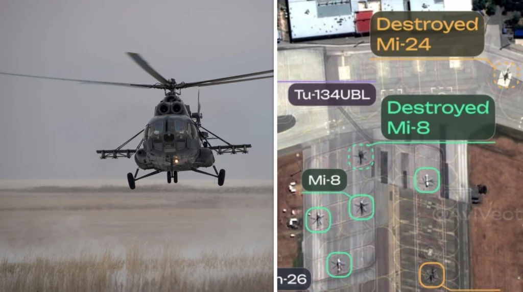 Rosyjski śmigłowiec Mi-8 i zdjęcia satelitarne potwierdzające straty Rosji na Krymie Rosyjski śmigłowiec Mi-8 i zdjęcia satelitarne potwierdzające straty Rosji na Krymie