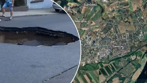 W Świeciu zapadła się droga. W jezdni powstała ogromna dziura