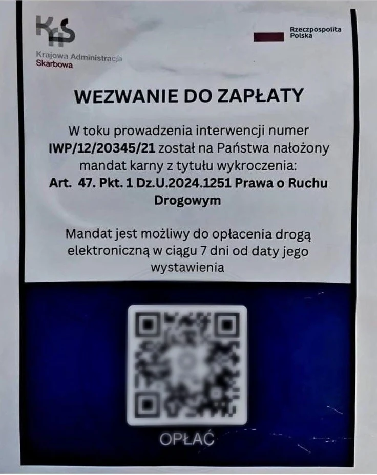 Fałszywe mandaty z niebezpiecznym kodem QR trafiają do Polaków
