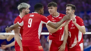 Siatkarze reprezentacji Polski - Tomasz Fornal, Wilfredo Leon, Jakub Nowak i Marcin Komenda