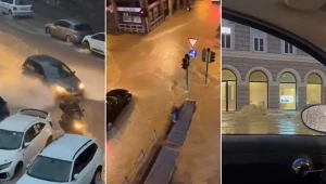 Oberwanie chmury nad włoskim miastem. Studzienki zamieniły się w fontanny