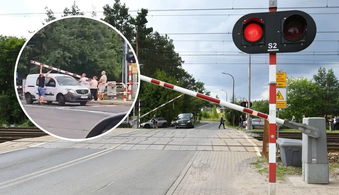 Wysiadła z auta i próbowała podnieść rogatkę. Niebezpieczne nagranie z Puszczykowa