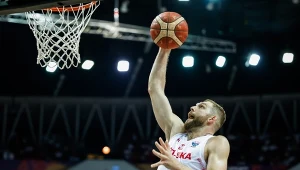 Michał Sokołowski w barwach reprezentacji Polski koszykarzy. Eurobasket 2025