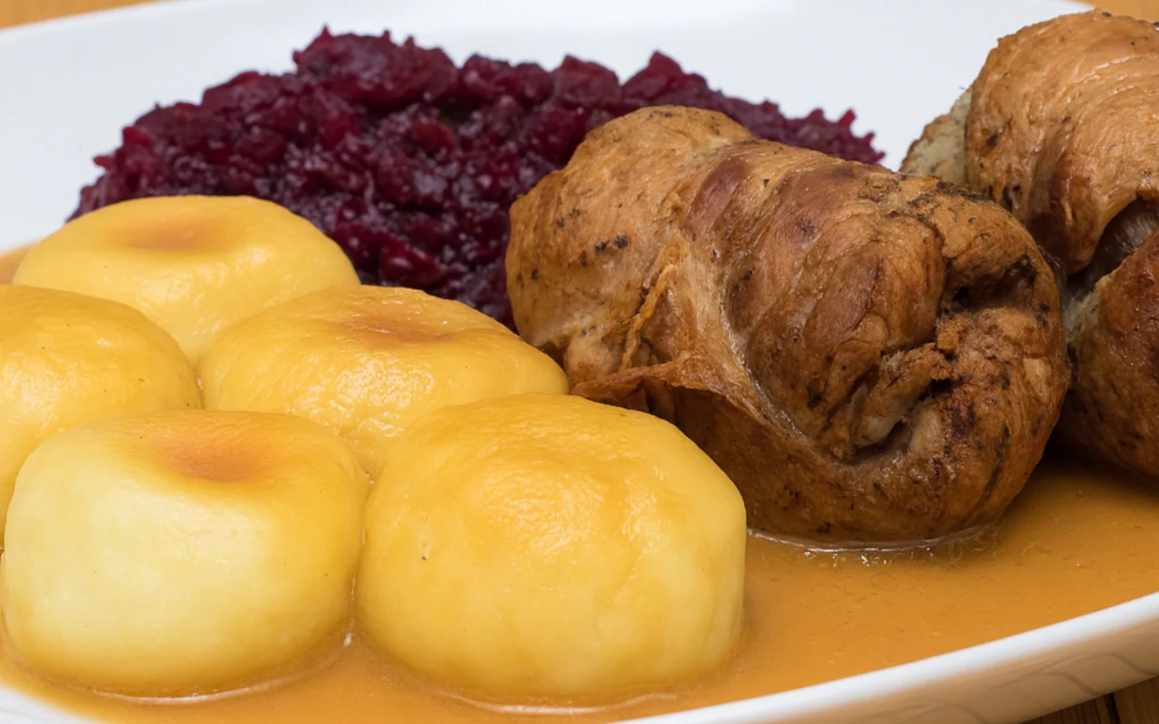 Rolady z kluskami śląskimi i czerwoną kapustą