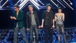 Kuba Wojewódzki, Marcin Spenner, Dawid Podsiadło i Tatiana Okupnik w finale drugiej edycji "X Factora" (2012 r.)