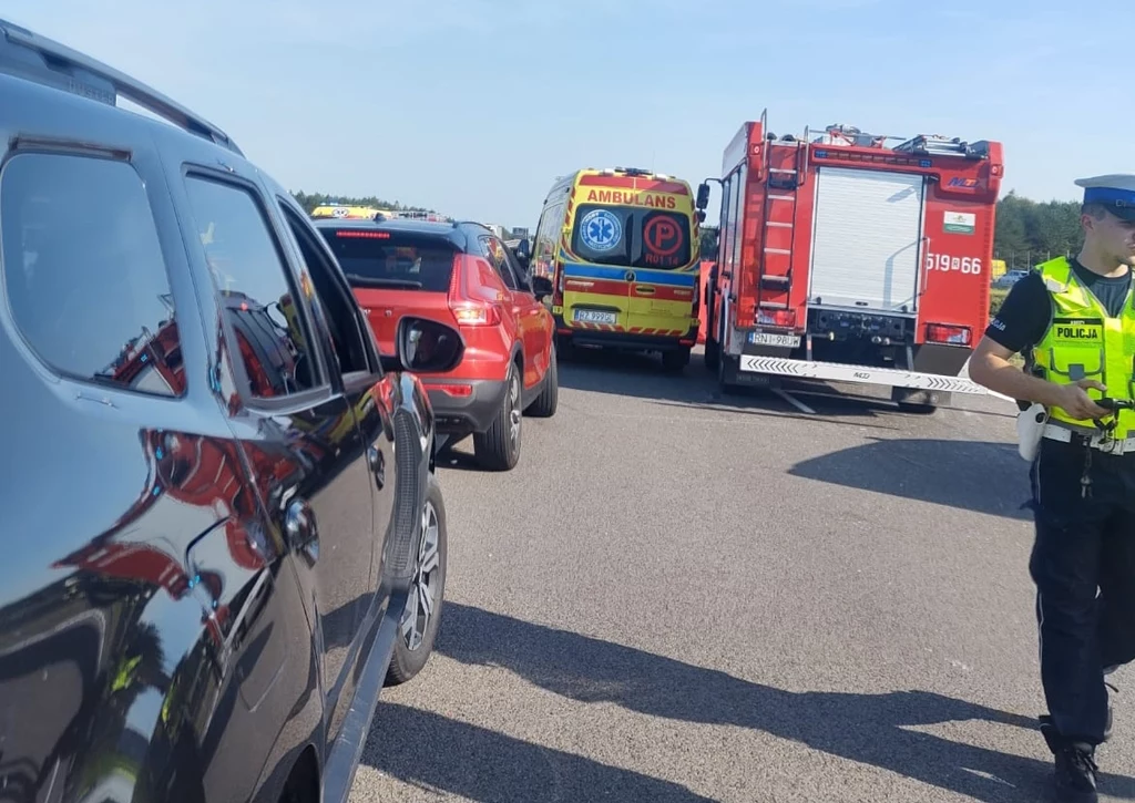 Miejsce wypadku na drodze ekspresowej S19