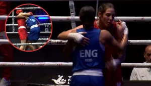 Barbara Marcinkowska podczas pojedynku z Chantelle Reid 