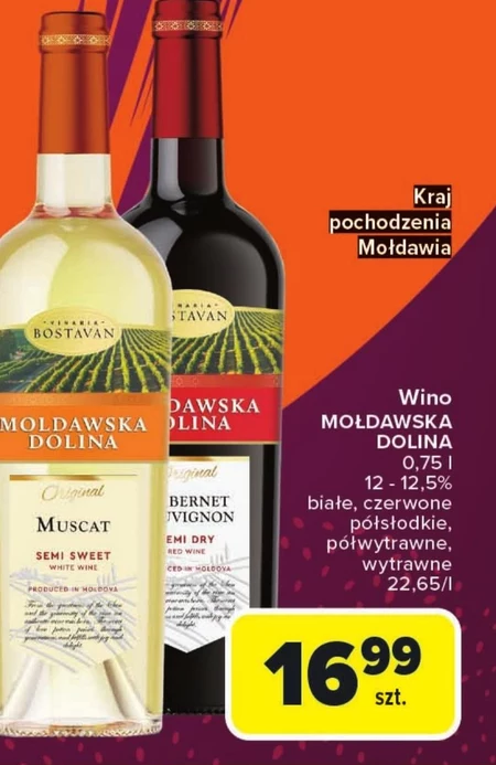 Wino półsłodkie Mołdawska Dolina
