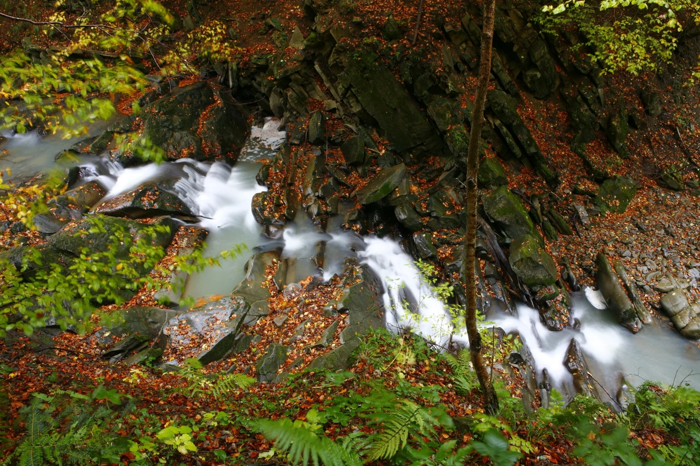 Wody potoku Hylatego spadają kaskadami, tworząc urokliwy wodospad Szepit. 