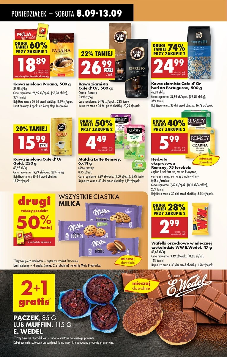 Szeroki wybór kaw objętych promocją w Biedronce