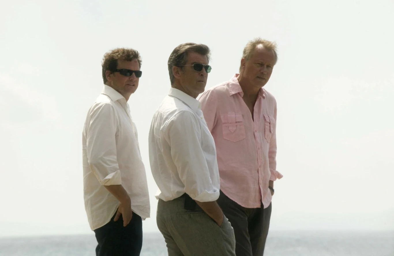 Colin Firth, Pierce Brosnan i Stellan Skarsgard na planie filmu "Mamma Mia!" Colin Firth, Pierce Brosnan i Stellan Skarsgard na planie filmu "Mamma Mia!"