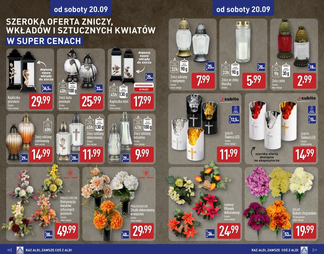 Znicze i kwiaty w Aldi już od 2,99 zł Znicze i kwiaty w Aldi już od 2,99 zł