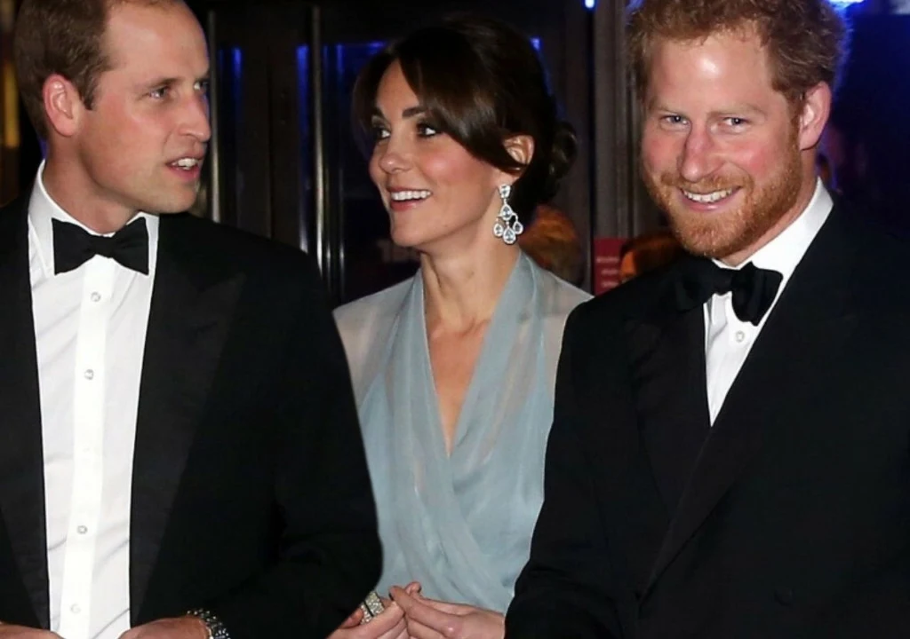 książę William, księżna Kate i książę Harry w 2015