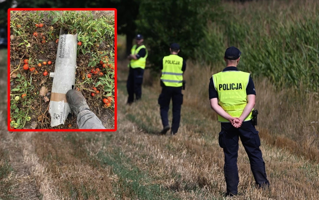 Pocisk rakietowy AIM-120C-7 służący do zestrzelenia rosyjskiego drona. Polskie służby szukają kolejnych rozbitych obiektów