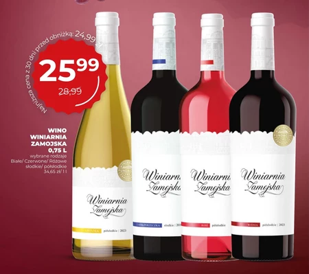 Wino półsłodkie Winiarnia Zamojska