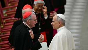 Pietro Parolin w rozmowie z papieżem Leonem XIV