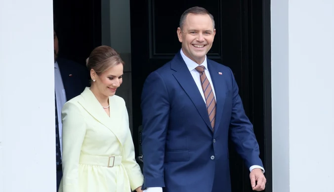 Marta i Karol Nawroccy podczas prezydenckich dożynek w Warszawie